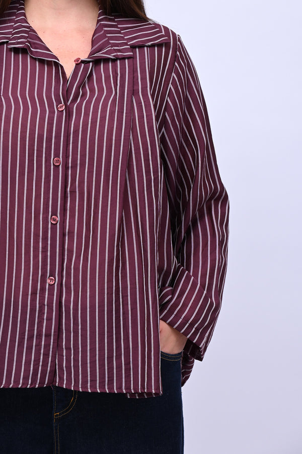 Camicia gessata punta - Vino
