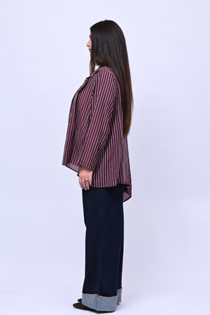 Camicia gessata punta - Vino