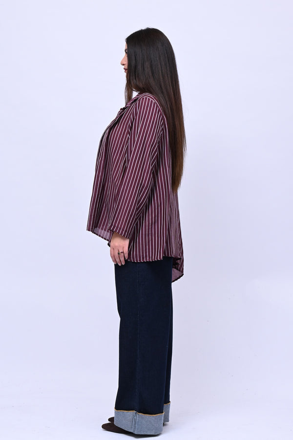 Camicia gessata punta - Vino