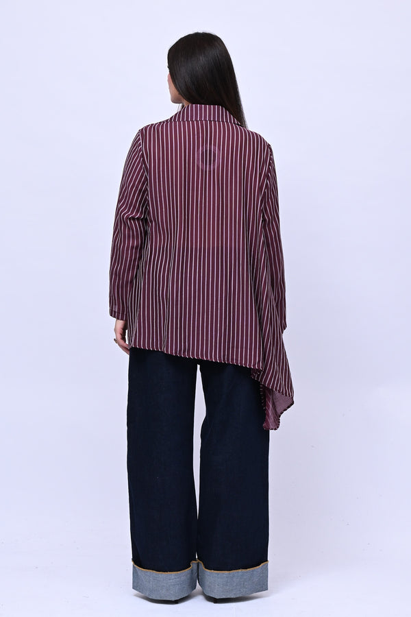 Camicia gessata punta - Vino