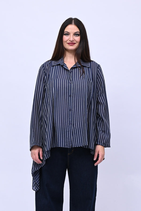 Camicia gessata punta - Blu
