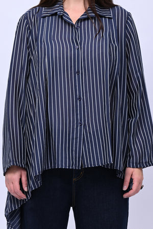 Camicia gessata punta - Blu