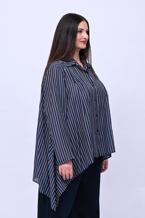 Camicia gessata punta - Blu