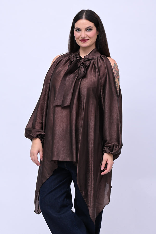 Maxi blusa spalle scoperte - Moro