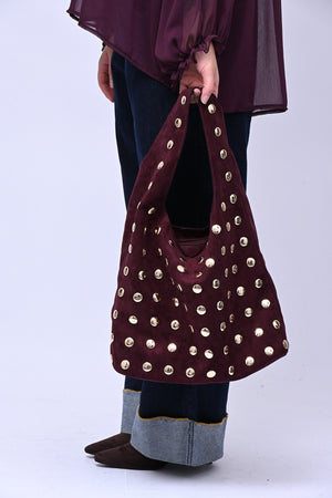 Bag suede bulloni - VINO