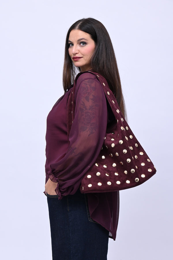 Bag suede bulloni - VINO