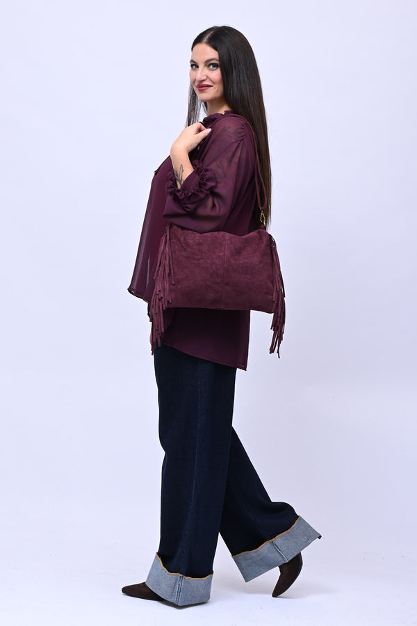 Borsa suede frange - Vino