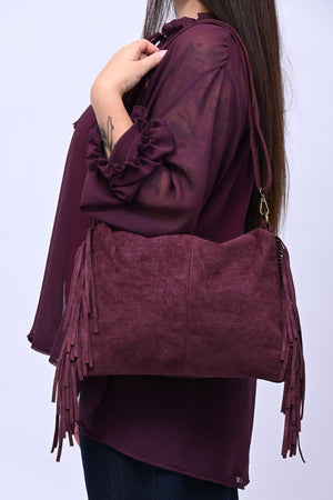 Borsa suede frange - Vino
