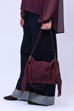 Borsa suede frange - Vino