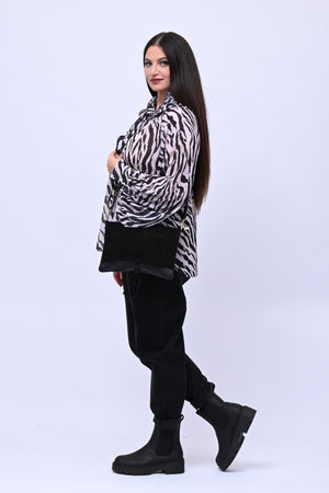 Clutch suede e pelle - Nero
