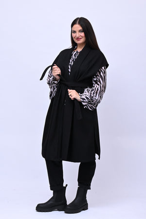Cappotto gilet cinta - Nero