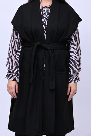 Cappotto gilet cinta - Nero