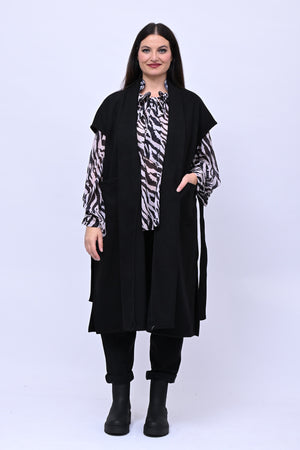 Cappotto gilet cinta - Nero