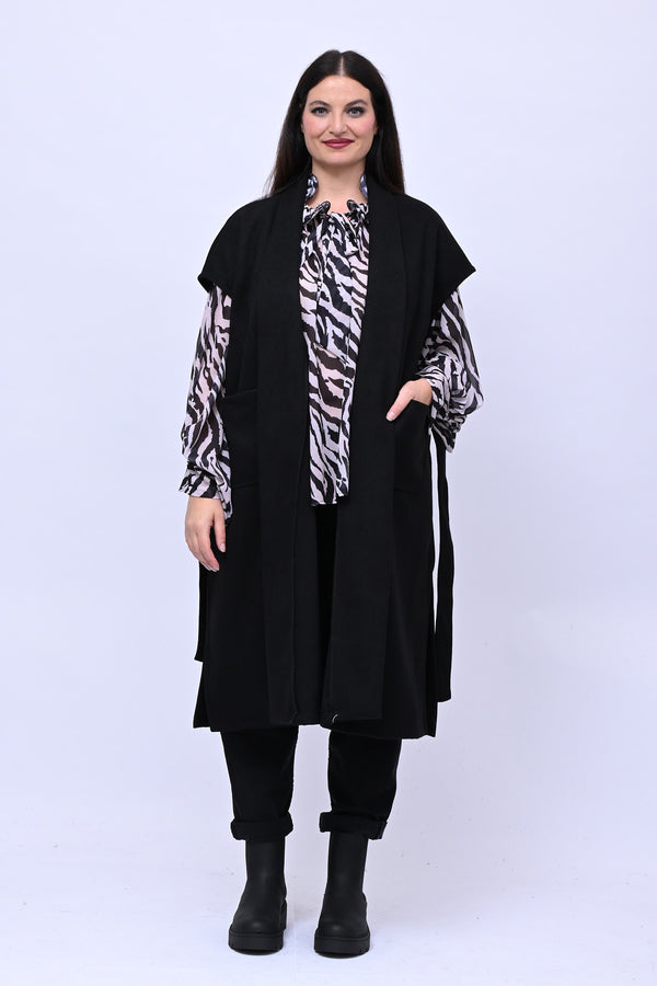 Cappotto gilet cinta - Nero