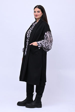 Cappotto gilet cinta - Nero