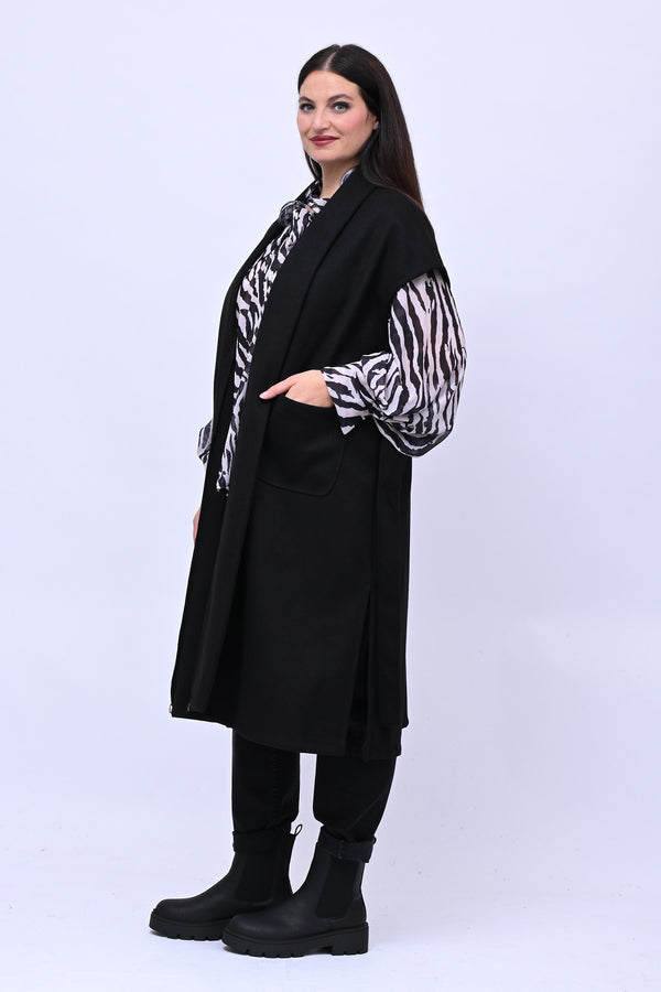 Cappotto gilet cinta - Nero