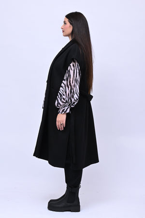 Cappotto gilet cinta - Nero