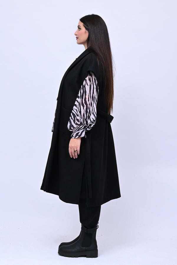 Cappotto gilet cinta - Nero