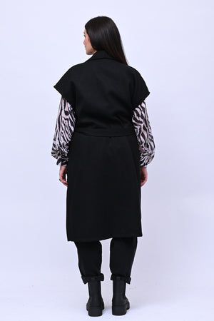 Cappotto gilet cinta - Nero