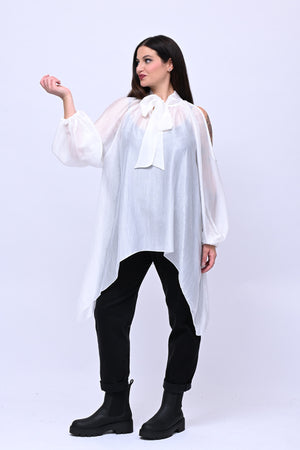 Maxi blusa spalle scoperte - Bianco