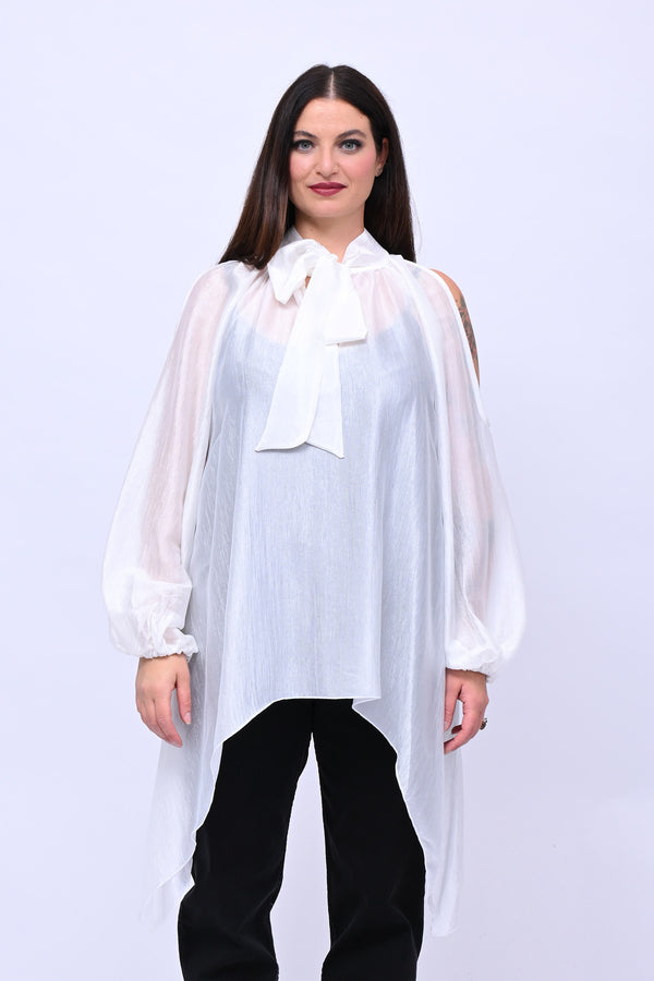Maxi blusa spalle scoperte - Bianco