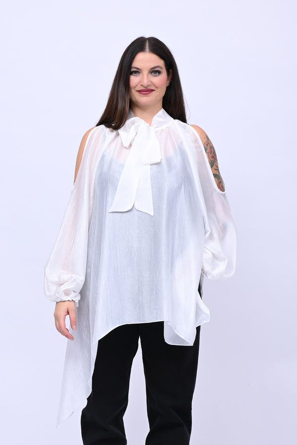 Maxi blusa spalle scoperte - Bianco