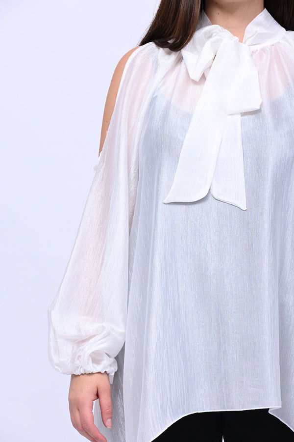 Maxi blusa spalle scoperte - Bianco