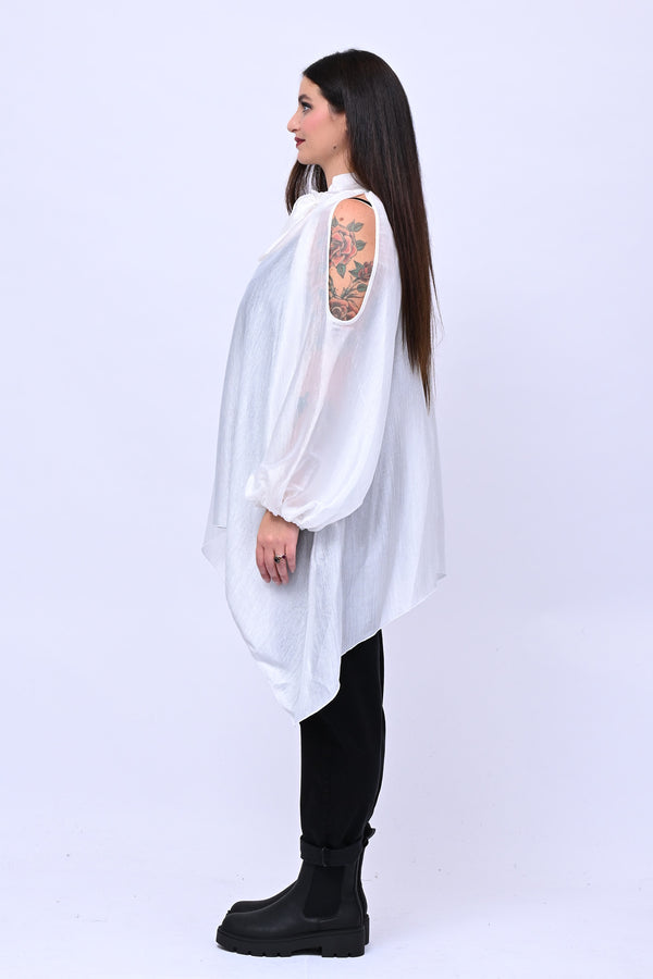 Maxi blusa spalle scoperte - Bianco