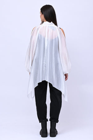 Maxi blusa spalle scoperte - Bianco