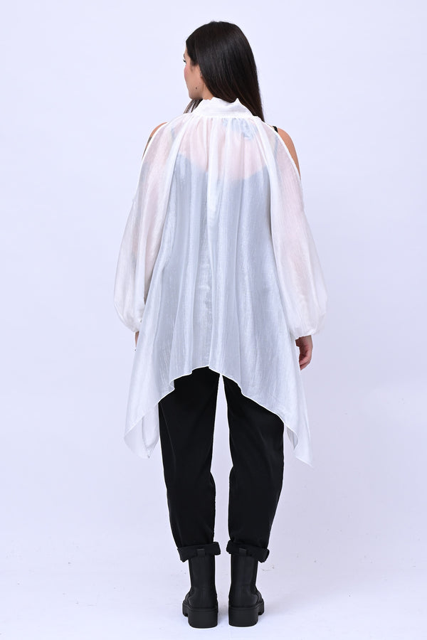 Maxi blusa spalle scoperte - Bianco