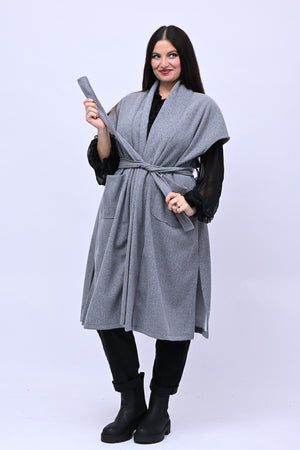 Cappotto gilet cinta - Grigio