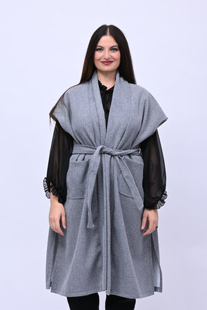 Cappotto gilet cinta - Grigio