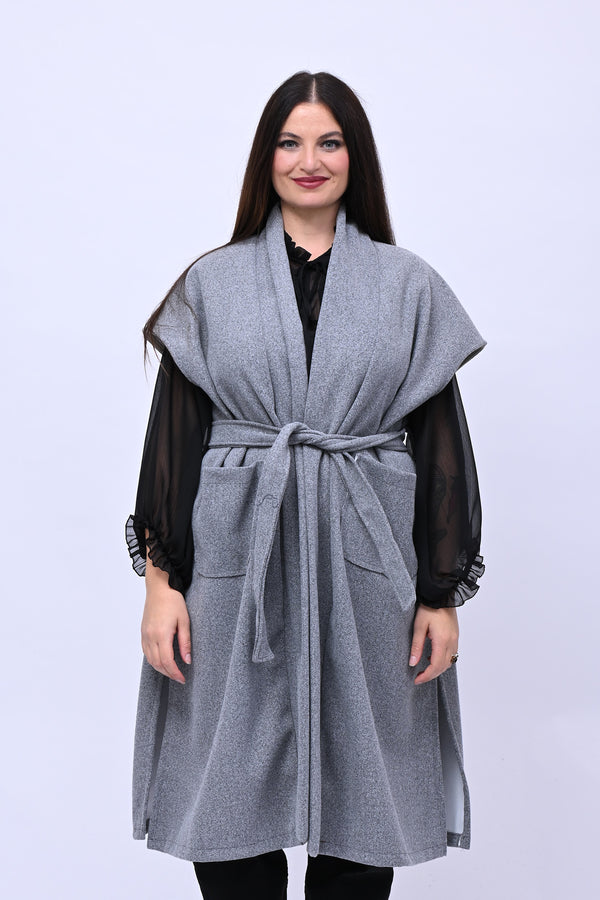 Cappotto gilet cinta - Grigio