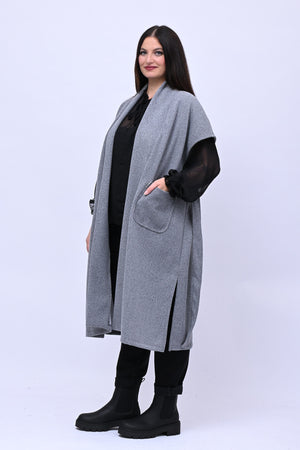 Cappotto gilet cinta - Grigio