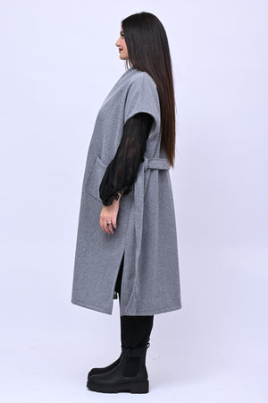 Cappotto gilet cinta - Grigio