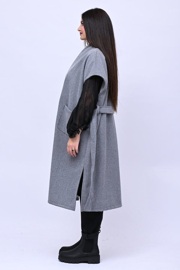 Cappotto gilet cinta - Grigio