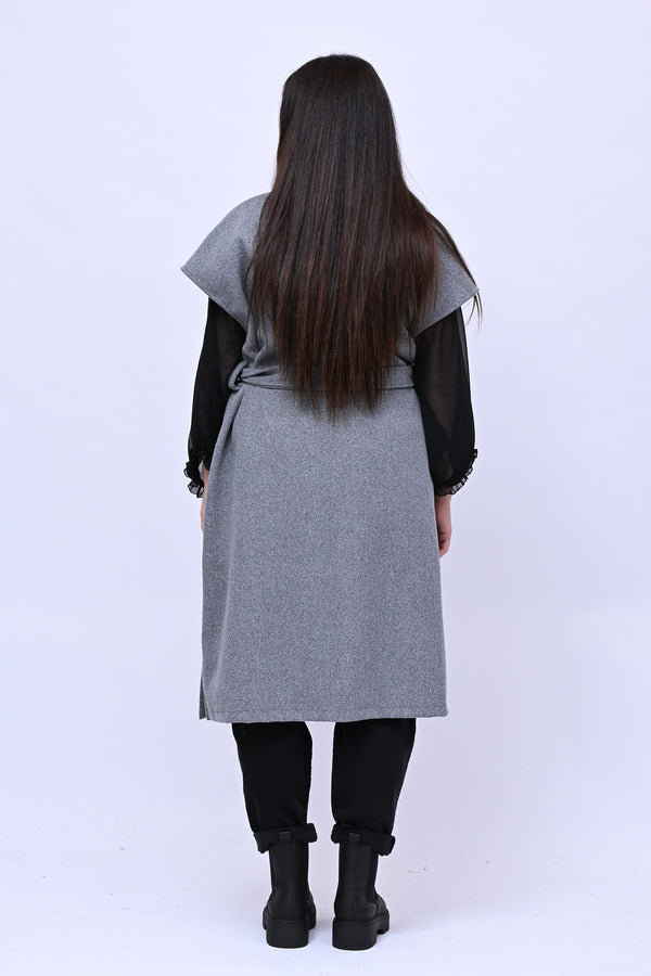 Cappotto gilet cinta - Grigio