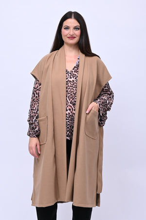 Cappotto gilet cinta - Camel