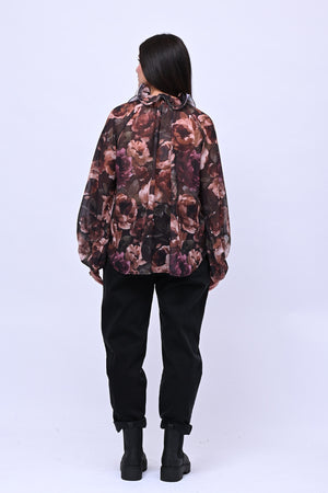Blusa Pierrot fiori - Nero