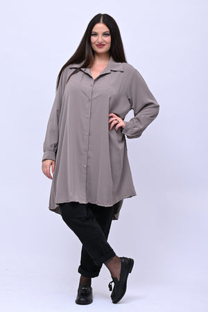 Maxi camicia plissè - Greige