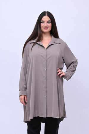 Maxi camicia plissè - Greige