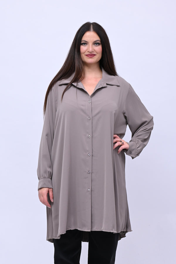 Maxi camicia plissè - Greige