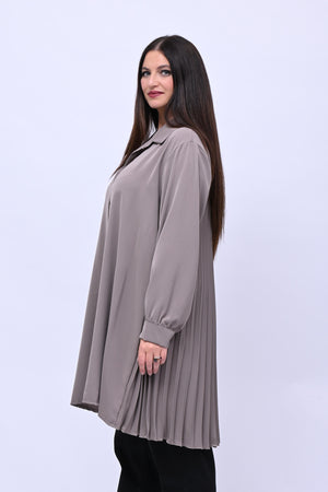 Maxi camicia plissè - Greige