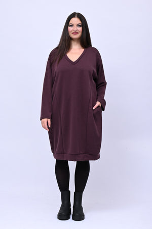 Abito midi neoprene - Melanzana