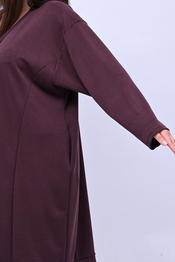 Abito midi neoprene - Melanzana