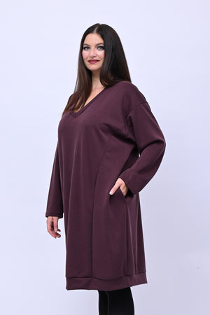 Abito midi neoprene - Melanzana