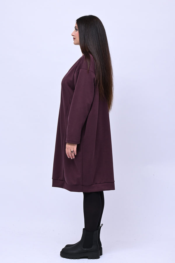 Abito midi neoprene - Melanzana