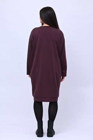 Abito midi neoprene - Melanzana