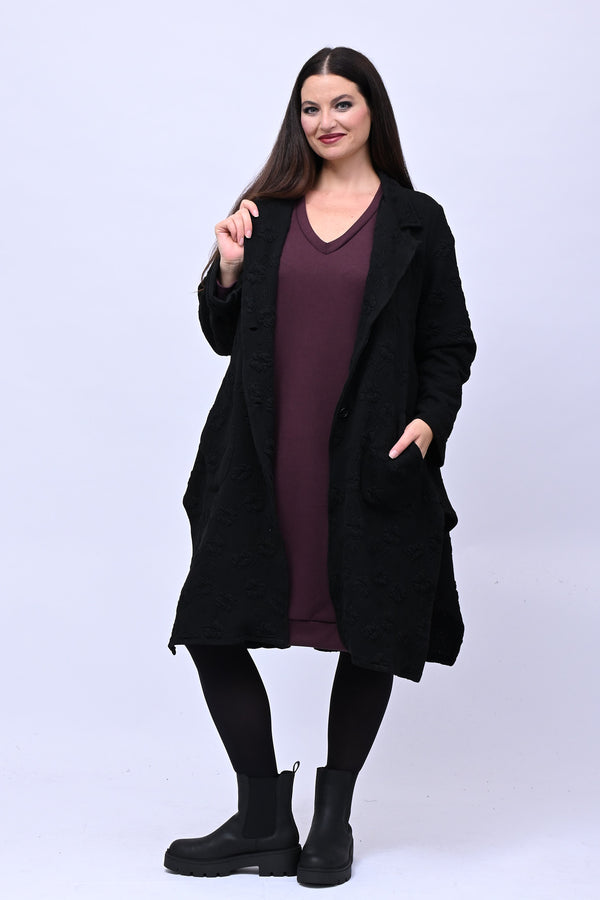 Cappotto felpa goffrato - Nero