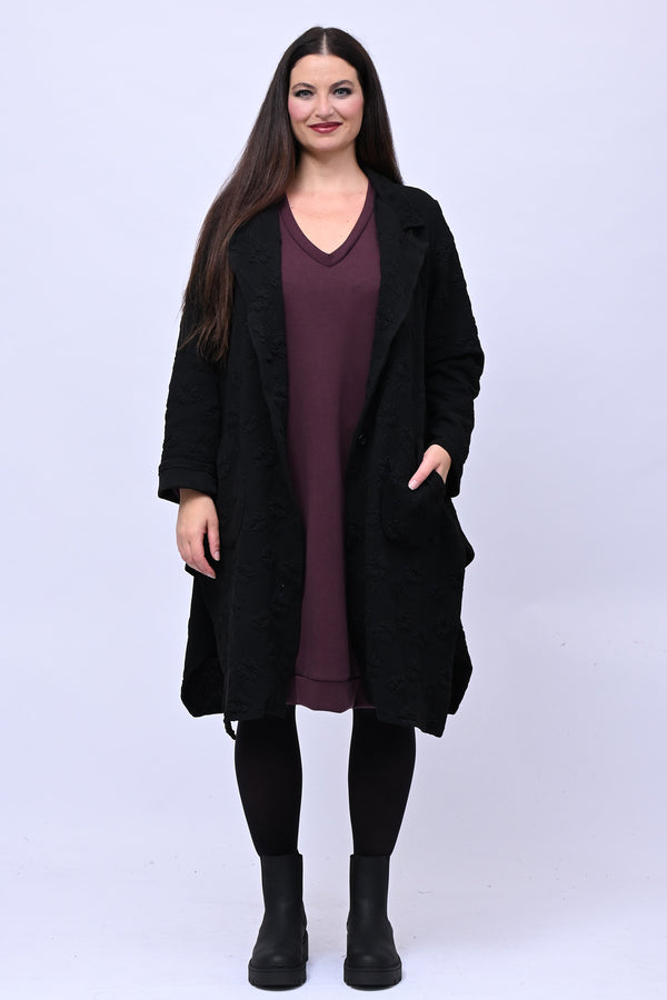 Cappotto felpa goffrato - Nero